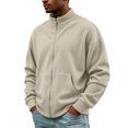 thumbnail image 3 of Men's Corduroy Mock Neck Zip Up Jacket Cardigan Sweatshirt for Fall Outfits Stand Collar for Casual Cool Weather, 3 of 6