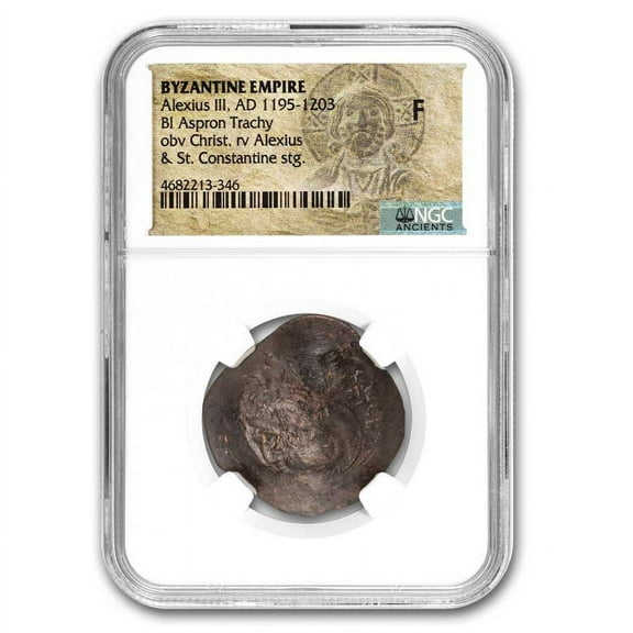Byzantine Billon Aspron Trachy Alexius III (1195-1203 AD) F NGC