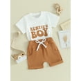 thumbnail image 3 of vera natura Baby Boys Shorts Set, Short Sleeve Letters Print T-shirt with Elastic Waist Shorts Summer Outfit, 3 of 9