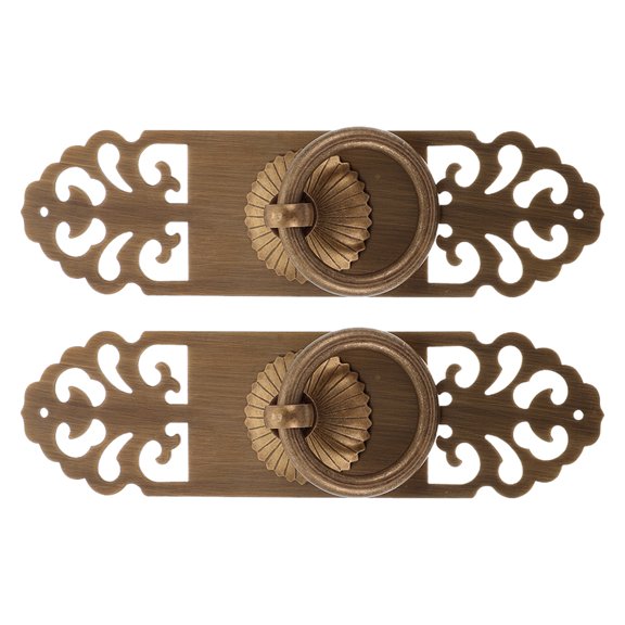 WHAMVOX 2Pcs Vintage Drawer Pulls Antique Pull Ring Double Open Handle Cabinet Door Retro Handle for Bedroom Cabinet Drawer Wardrobe (Screw Fixing Style)