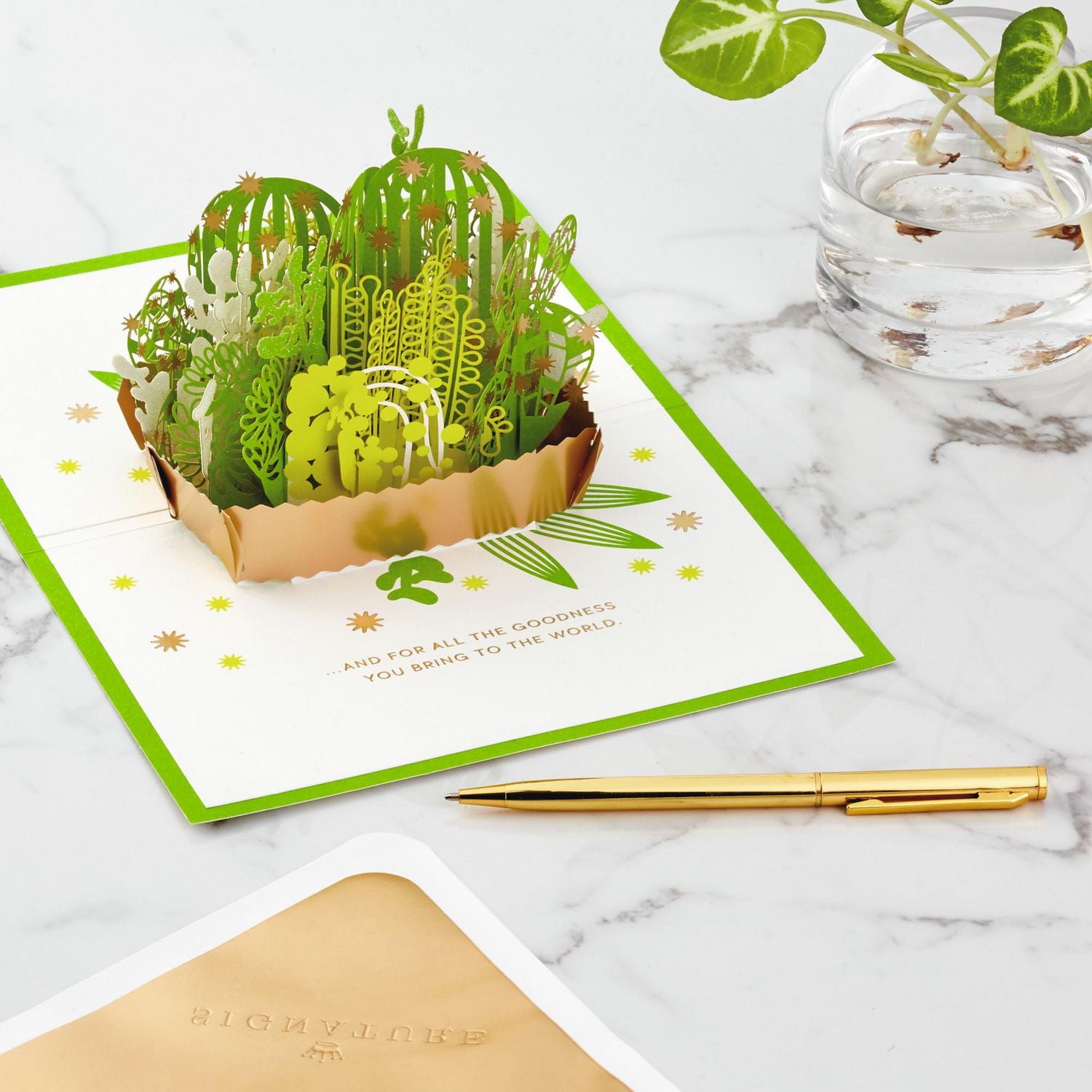 Carte Signature de remerciement en relief – Paper Wonder de Hallmark – Plante succulente (Carte pour la Journée des infirmiers/infirmières, et pour les professeurs)