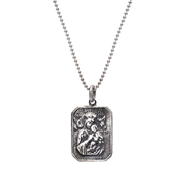 Sterling Silver Mère Mary Médaillon Collier pendentif, 18"