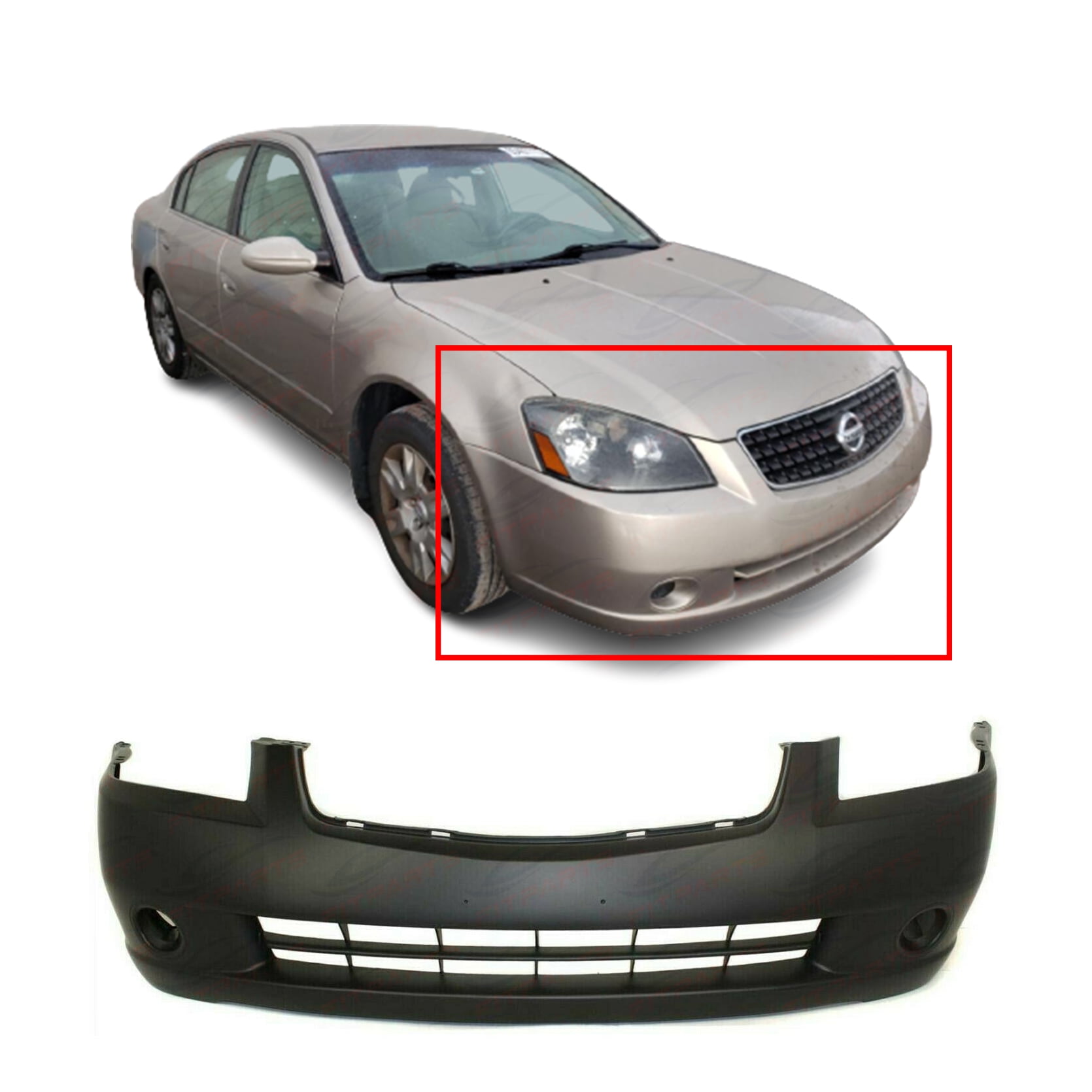 Primed Front Bumper Cover For 20052006 Nissan Altima NI1000219