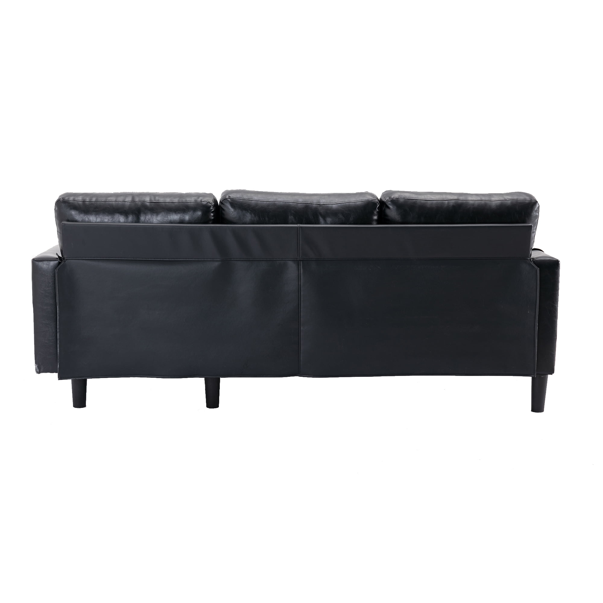 Resenkos Air Leather L Shaped Sleeper Sectional Sofa with Storage Chaise, Couch Convertible Pull-Out Bed, Black Resenkos Air Leather L Shaped Sleeper Sectional Sofa with Storage Chaise, Couch Convertible Pull-Out Bed, Black