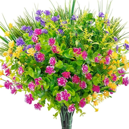 9pcs Artificial Flowers Outdoors Uv Resistant Plastic Flower Plants For Outdoor Faux In Bulk Silk Fake Outside Cemetery Indoor Vase Pots Hanging Planters Decorations Canada 9pcs Artificial Flowers Outdoors Uv, Silk Flowers Outdoors