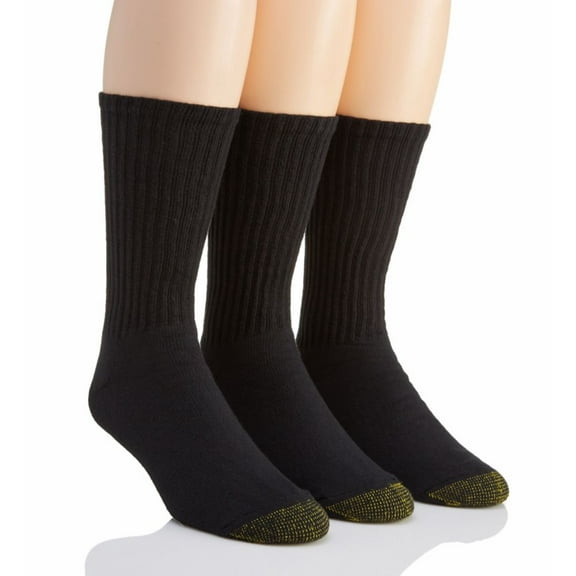 Men's Gold Toe 2187S Ultra Tec Crew Socks - 3 Pack (Black O/S)