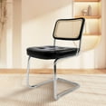 thumbnail image 6 of TPHORK Rattan Dining Chair Set of 2,Modern Accent Chair,2 PCS Leather Upholstered Armless Mesh Back Cane Chairs with Metal Chrome Base for Home,Kitchen,Dining Room,Waiting Room,Black, 6 of 10