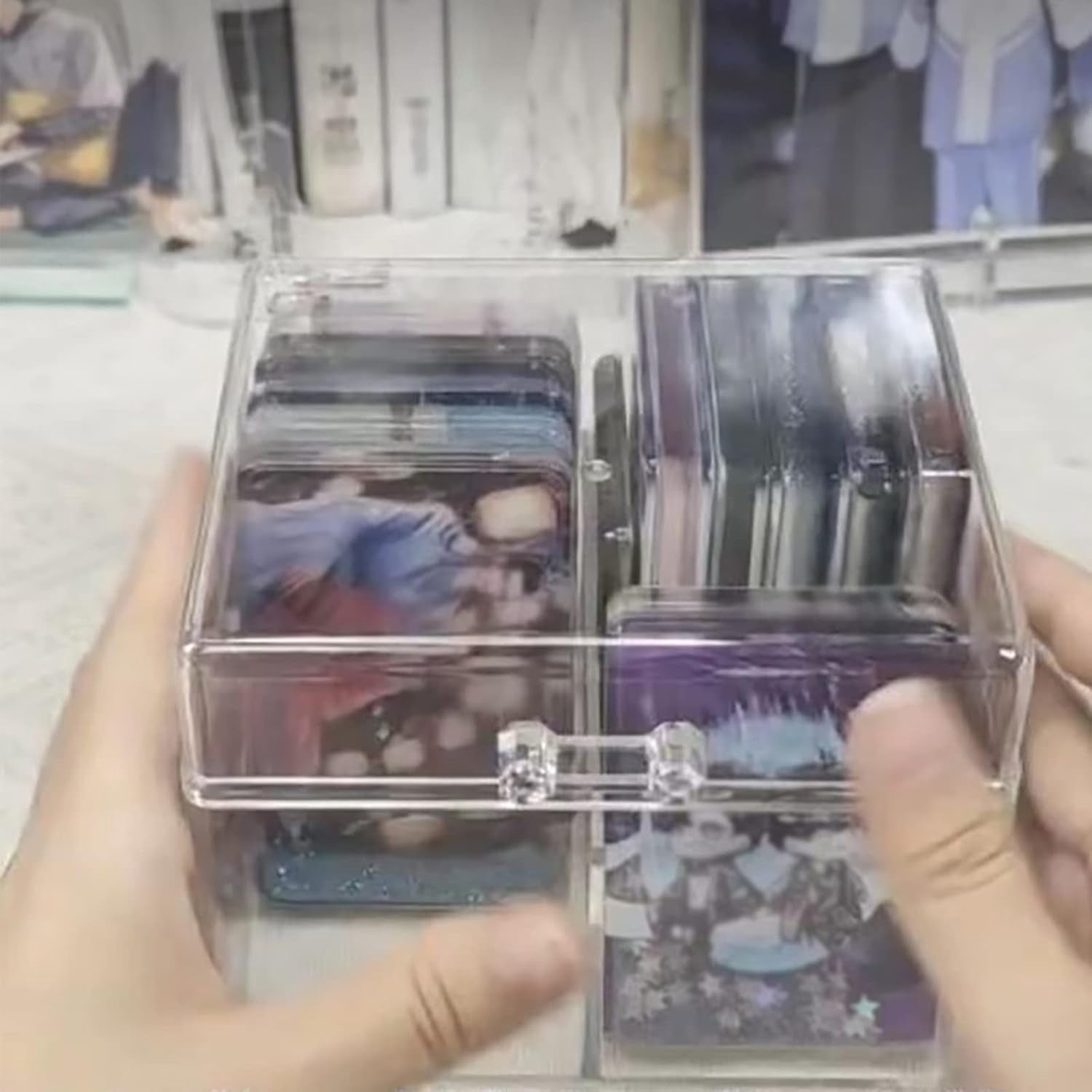 SHAANXIXIAN 1 PCS Photocard Storage Box Transparent Photo Card Storage Box Photocard Holder Collection Organizer (2 grids)
