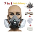 thumbnail image 1 of Respirador Máscara de gas de media cara reutilizable con gafas de seguridad, filtros para pintura, productos químicos, vapor orgánico, carpintería y otra protección laboral, 1 of 5