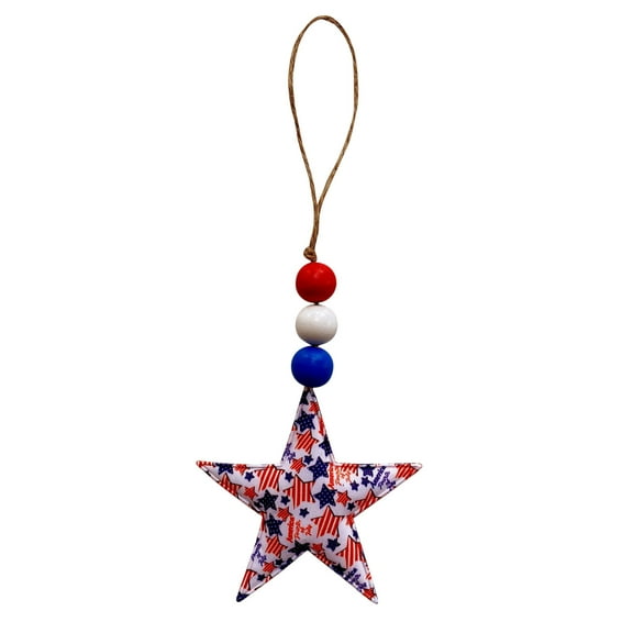 OutmaxHome Memorial Day Star Hanging Ornaments Patriotic White Red Blue Star Shaped Ornament for 4th of July Home Indoor Outdoor Party Decor Independence Day Party Favors