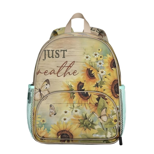 Vintage Sunflower Students Backpack - Rustic Boho Floral and Butterfly Artwork, Bright Yellow Country Style, Comfortable Dual Shoulder Support for Students
