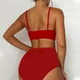 thumbnail image 4 of Mgmyaa Women's Bikini Sets Two Piece Swimsuit High Waisted V Neck Backless Strap Bathing Suit Red S, 4 of 6