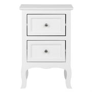FCH Nightstand End Table with Two Drawer, White Finish