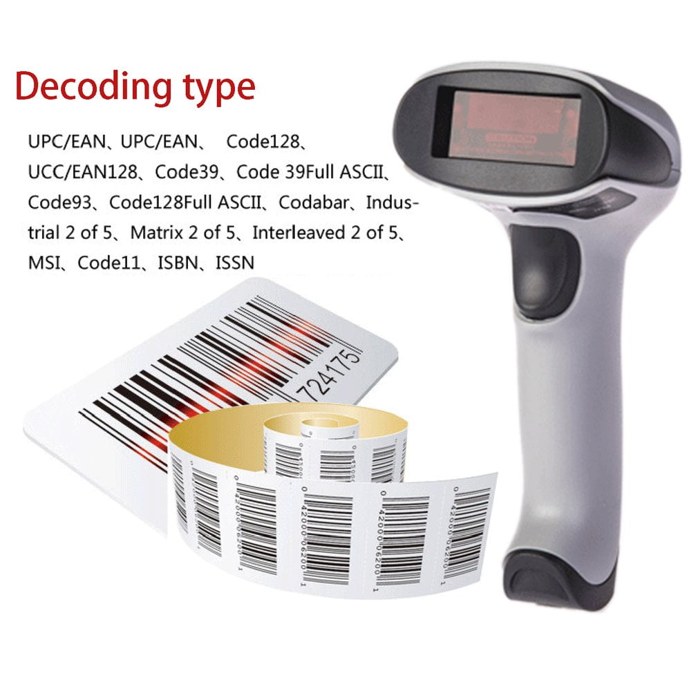 Handheld Wireless Laser Barcode Scanner Long Range Cordless Bar Code