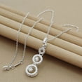 thumbnail image 4 of Sterling Silver Crystal Three Circle Drop Necklace Pendant Jewelry SS-20-3, 4 of 5