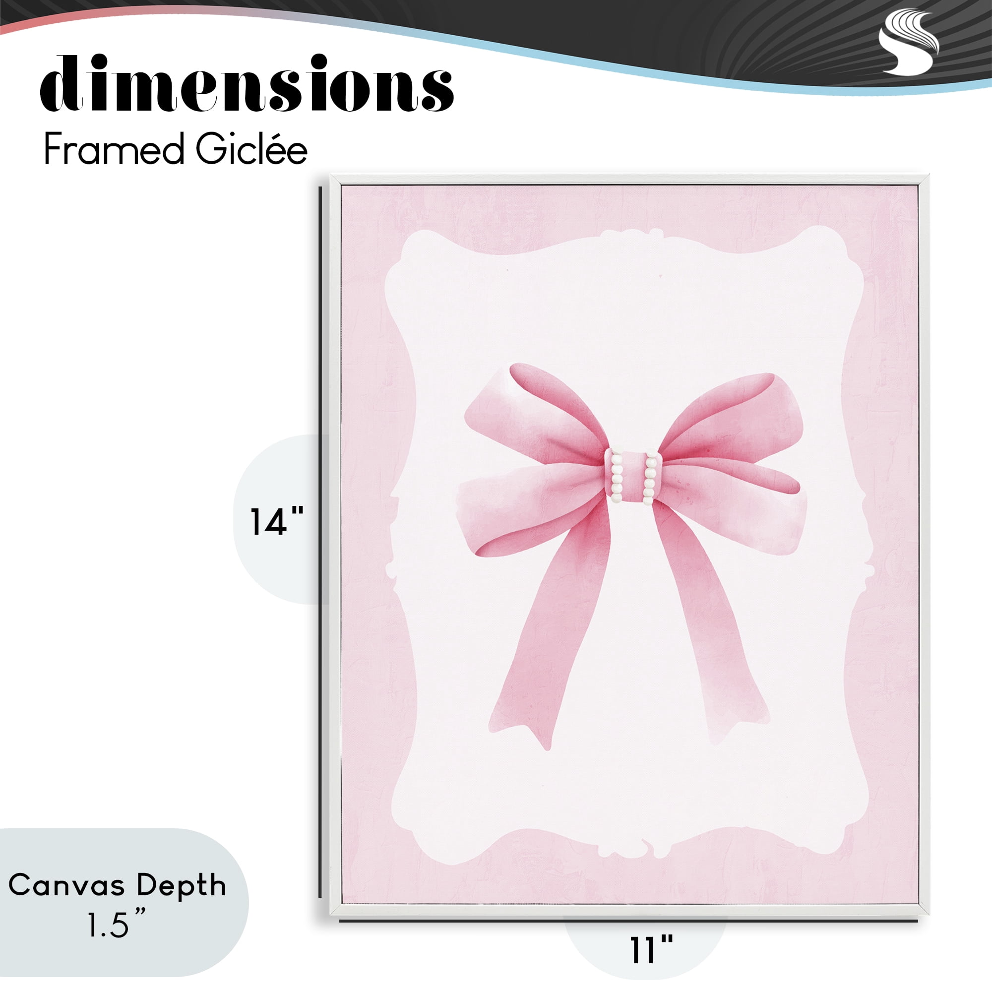 Stupell Industries Feminine Bow with Pearls White Framed Giclee Art, design by Kim Allen