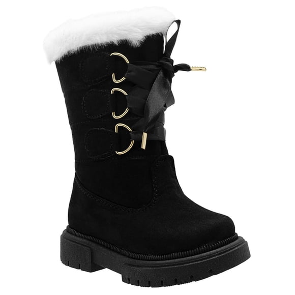 Bota Invierno Para Niña Caña Alta Peluche Calientita 18-25 negro 16.5