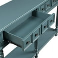 thumbnail image 5 of Retro Console Table, 58'' Entryway Table with 2 Drawers and Bottom Shelf, Wood Long Sofa Table, Accent Side Table for Living Room, Entrywa, Hallway, Easy Assembly, Dark Blue, 5 of 7