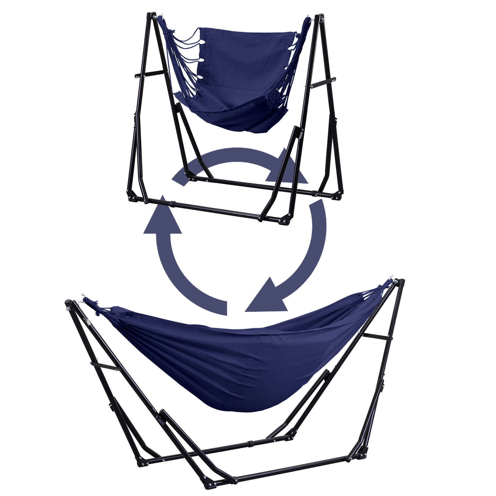 Ainfox 2 in 1 Hammock and Swing Chair with Stand, 550 lbs Capacity，Blue