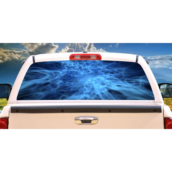 SignMission P-18-Blue Smoke Window Graphic Back Truck Decal - Blue Smoke Rear