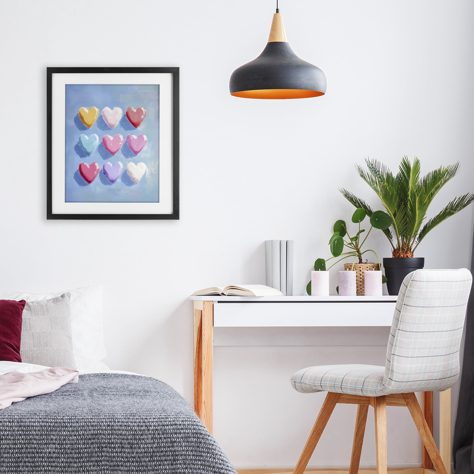 Stupell Industries Pastel Heart Grid Black Framed Print Under Glass, design by The Prints Vibe