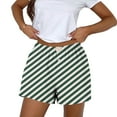 thumbnail image 2 of MIUOWANP Plus Size Women's Shorts Diagonal Stripe Print Buttoned Striped Loose Breathable Sports Shorts Size S(4)Green, 2 of 5