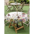 thumbnail image 4 of Outdoor Tablecloths with Umbrella Hole & Zipper, Wild Flowers Round Tablecloths 60 Inch, Spring Butterfly Watercolor Country Floral Waterproof Table Cloth, Patio/Pool/Picnic Table Covers, 4 of 8