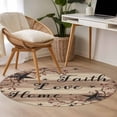 thumbnail image 5 of Retro Country Stars Washable Round Area Rug 3.3 ft, Faith Love Home Berries Farmhouse Brown Striped, Soft Non Slip Rugs Stain Repellent Indoor Felt Carpet for Living Dining Room Bedroom Home Office, 5 of 9