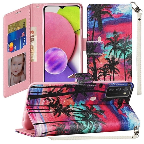 For Cricket Debut Smart 2022 SL101AE Wallet Cover Phone Case   Tempered Glass - Beautiful Island