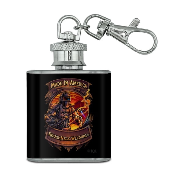 Welding Welder Made In America Stainless Steel 1oz Mini Flask Key Chain