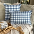 thumbnail image 6 of Buffalo Checks Blue Decorative Throw Pillow Covers 14"x14" | Contemporary Cotton Cushion Cover Checkered | Farmhouse, Nursery Decor Pillowcases for Couch, Sofa & Bed, Modern Design - Checkmate Blue, 6 of 9