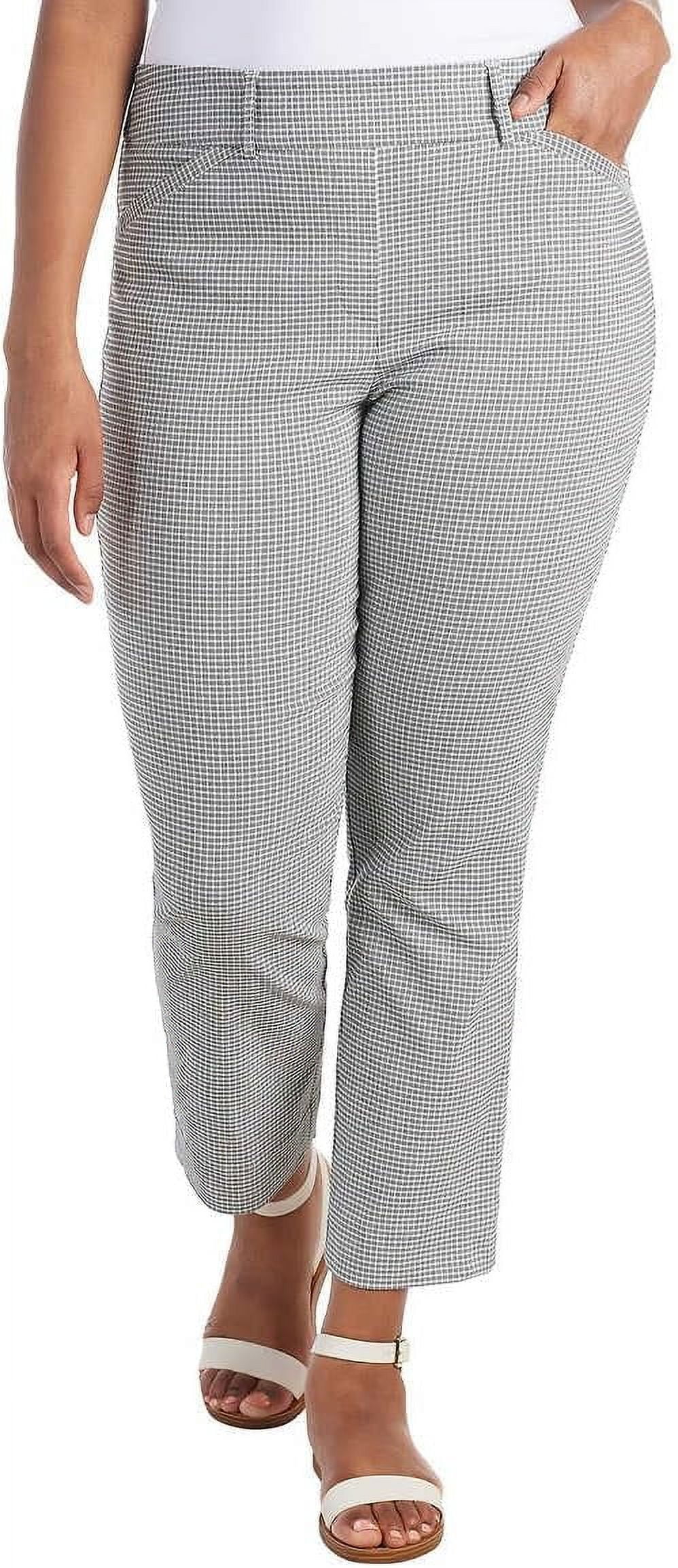 Hilary Radley Women s Pull on Capri Comfort Fit Stretch Pants Size M Color Black Off White Walmart