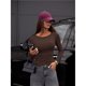 thumbnail image 4 of Camisetas de Larga con Cuello Redondo para Mujer, Estilo Casual y Ajustado, de Color Liso. Ropa Básica de Otoño. Marrón L, 4 of 7
