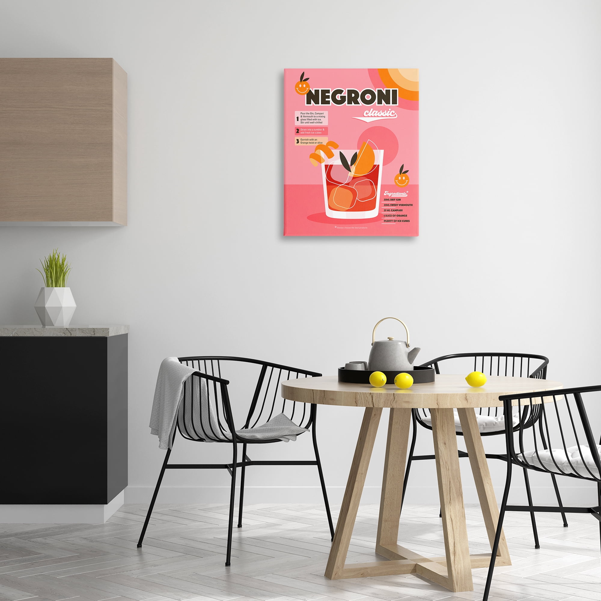 Stupell Industries Retro Negroni Cocktail Recipe Food & Beverage Painting Wrapped Canvas Art Print Wall Art, 24 x 30