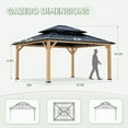 thumbnail image 4 of COOS BAY 13x15 Hardtop Gazebo Outdoor Wood Patio Gazebo Double Roof Galvanized Steel Gazebo Canopy, for Garden Patio,Patio Backyard,Deck and Lawns, 4 of 9