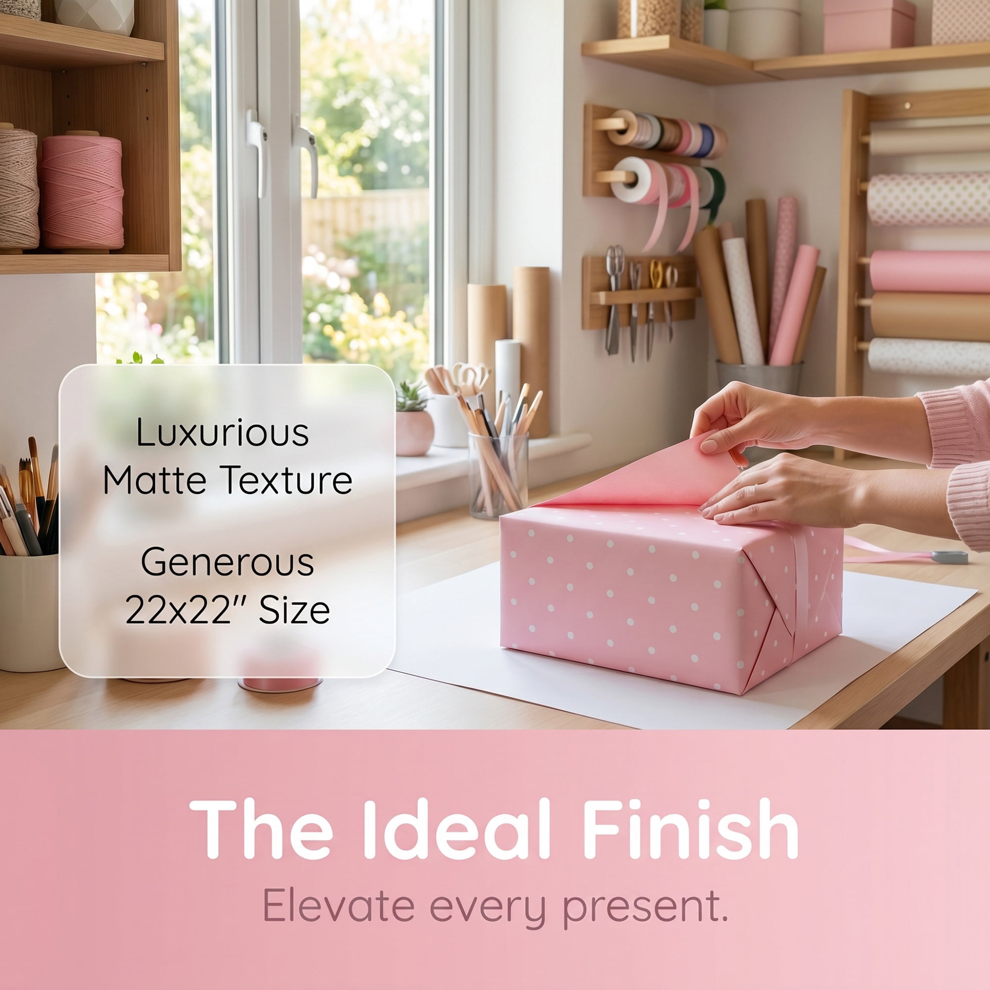 Unique Bargains Waterproof Luxury Matte Gift Wrapping Paper for Bouquets Pink 22" x 22"