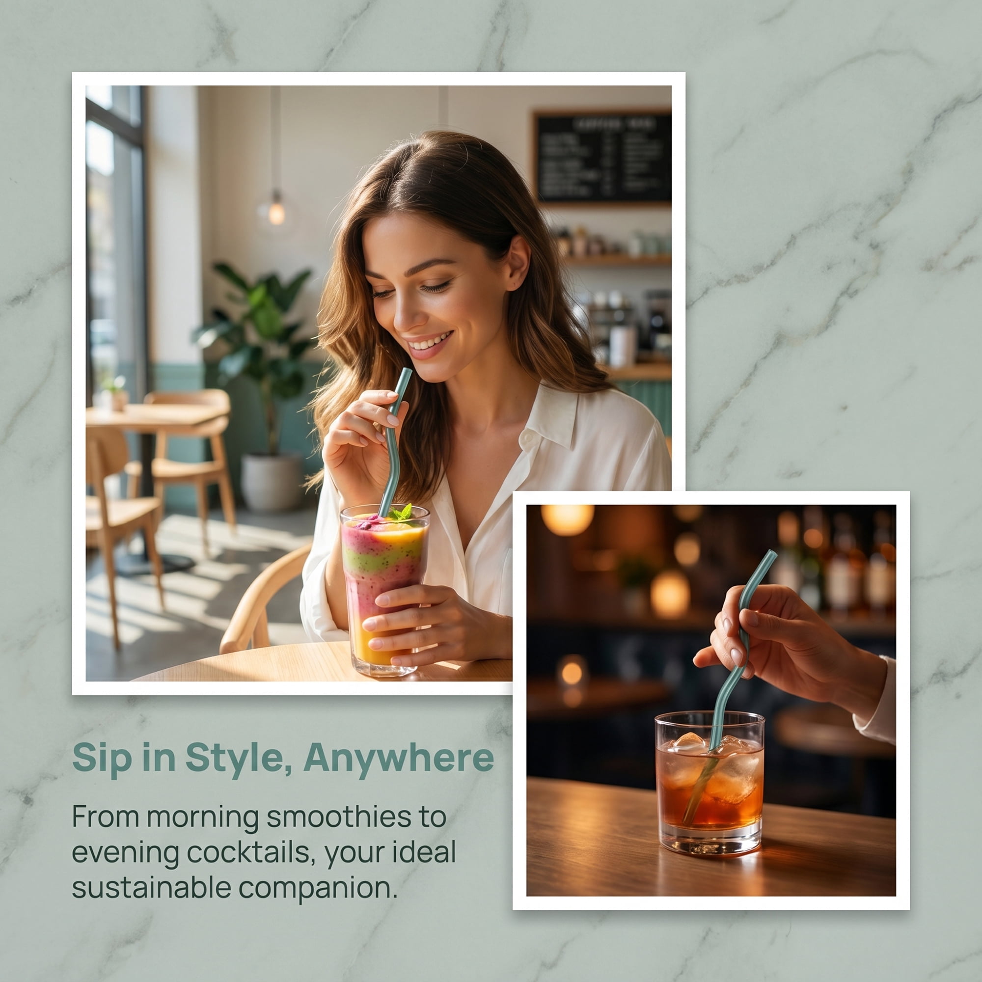 Unique Bargains 10Pcs Reusable Glass Dishwasher Safe Straws Dark Green