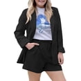 thumbnail image 4 of 2 Piece Women's Open Front Long Sleeve Blazer & Solid Shorts Pants Suit Sets, 4 of 6