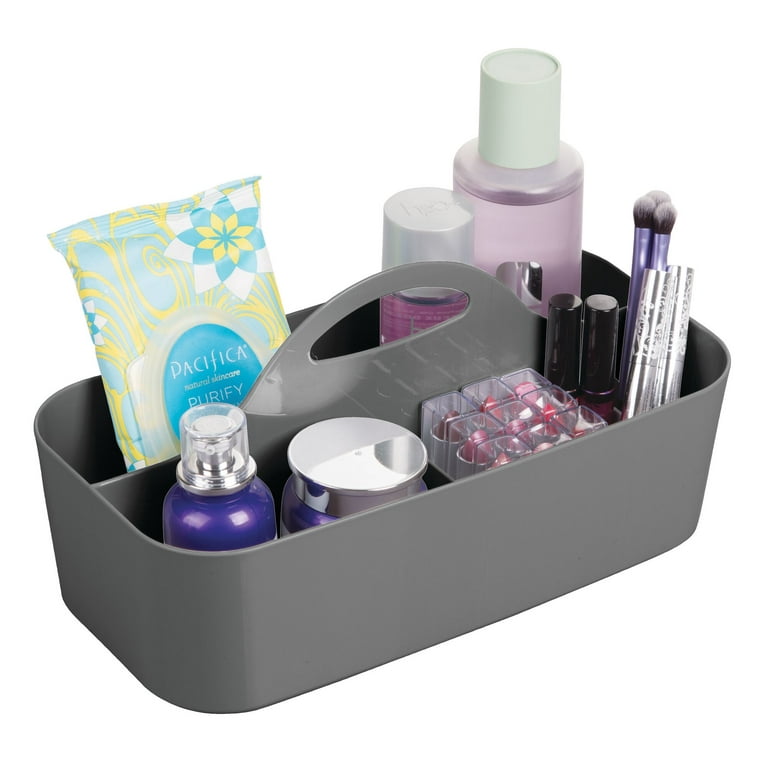 mDesign Plastic Shower Caddy Storage Organizer Basket with Handle - Charcoal