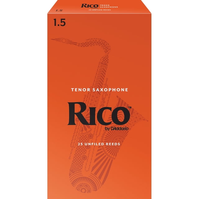Cañas para saxofón tenor D'Addario Woodwinds Rico 1.5, paquete de 25