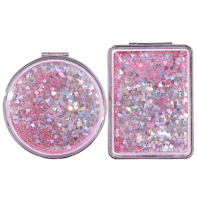 2PCS Makeup Mirror Handheld Dual Side Creative Beauty Mirror Cosmetic Mirror