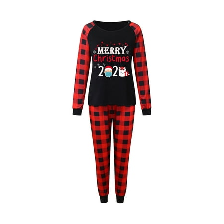 

Nokpsedcb Family Christmas Pajamas Matching Sets Baby Adults and Kids Xmas Sleepwear Tops Pants Red Women M