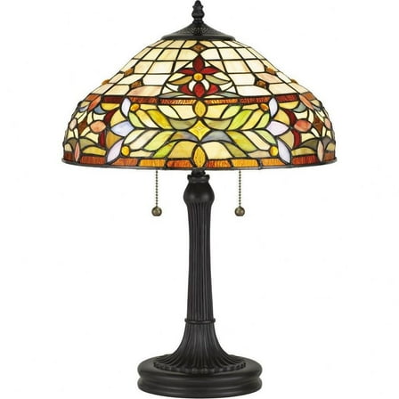 2 Light Tiffany Floral Table Lamp with Dome Shade Tiffany Table Light with Double Pull Chains Bailey Street Home 71-Bel-4352323