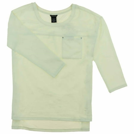 Calvin Klein Women's 3/4 Sleeve Sweater Shirt with Pocket (Pristine, Medium)