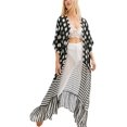 thumbnail image 1 of Xishao Mujer Cárdigan de Playa Blusa Larga de Verano Cubrir Bikini Camisola y Pareos Blanco más negro Blanco más negro Xishao ropa, 1 of 2