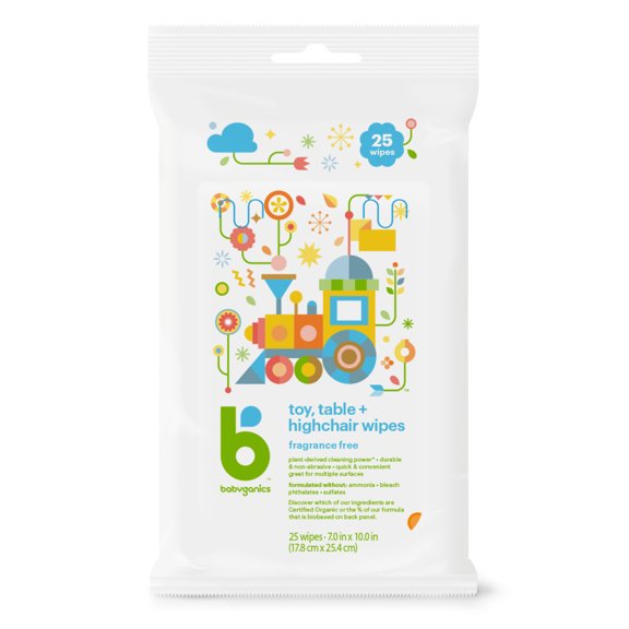 Babyganics Toy and Table Wipes, 25 ct