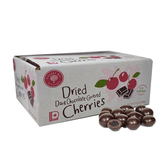 Cherry Bay Orchards - Dark Chocolate Covered Dried Montmorency Cherries - 3 lb Bulk Box - 100% Domestic, Grower Owned, Preservative Free, and No Added Color