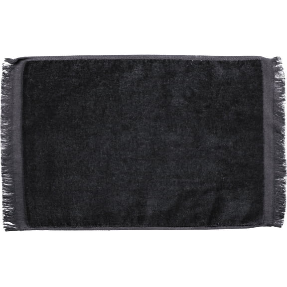 Set of 12 Premium Fringed Velour Fingertip Towel-Black-Set of 12 Towels
