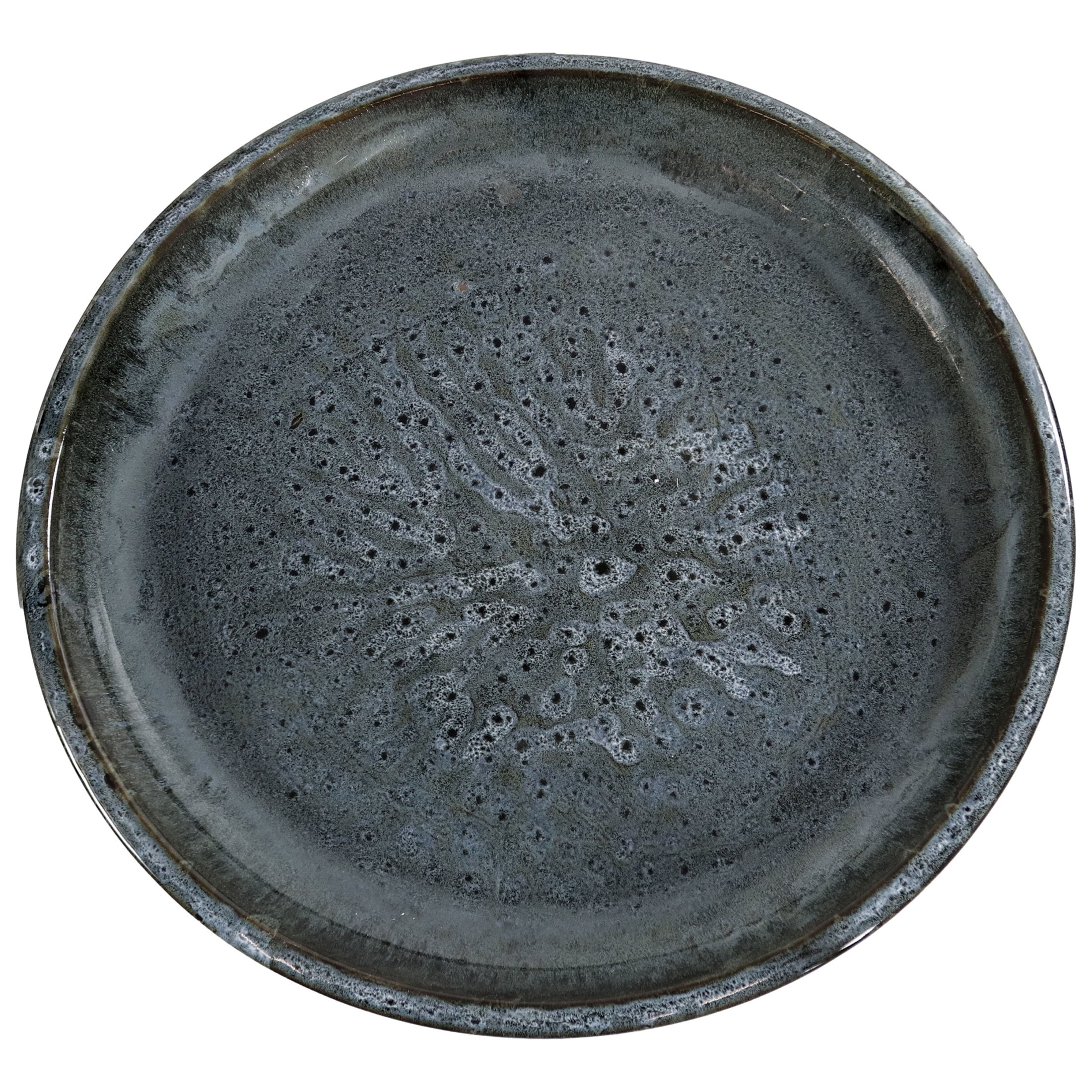 Sunnydaze Toulon Freestanding Ceramic Outdoor Bird Bath, UV-Resistant Black Mist Finish