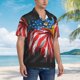thumbnail image 3 of Balery Eagle Head With American Flag Camisas hawaianas de manga corta para hombre, camisas playeras de corte holgado, camisas de vacaciones con botones,Medium, 3 of 7